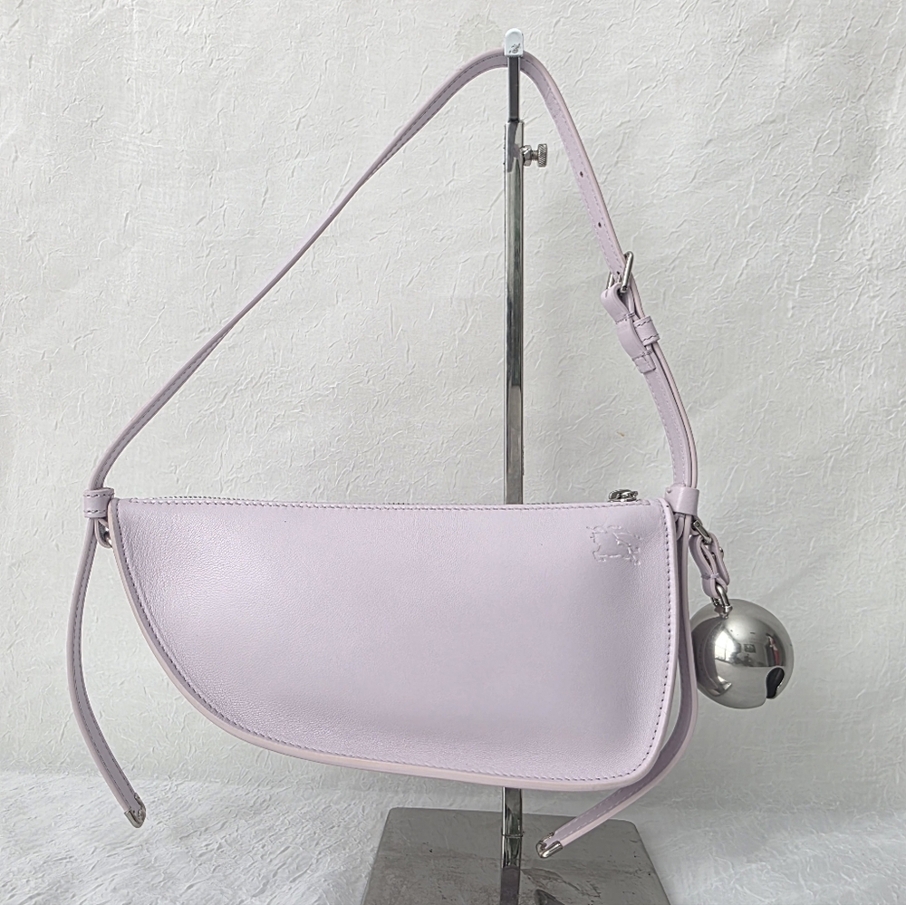 Auth Burberry Calfskin Mini Shield Sling Shoulder Bag